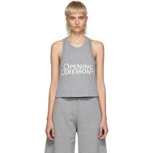 Opening Ceremony Grey Cropped Logo Tank Top Small